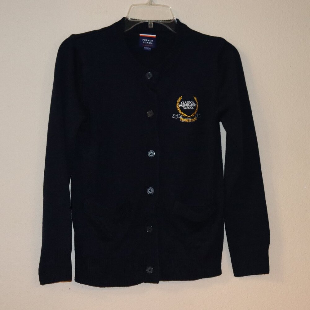 New French Toast Cardigan Sweater Girls 14/16 Classical Prep School Logo